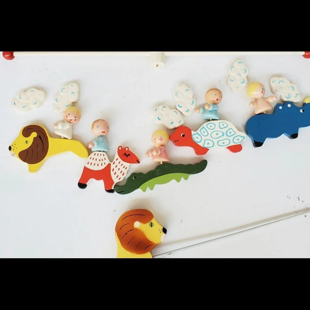 Vtg Irmi Wood Hand Painted Crib Mobile